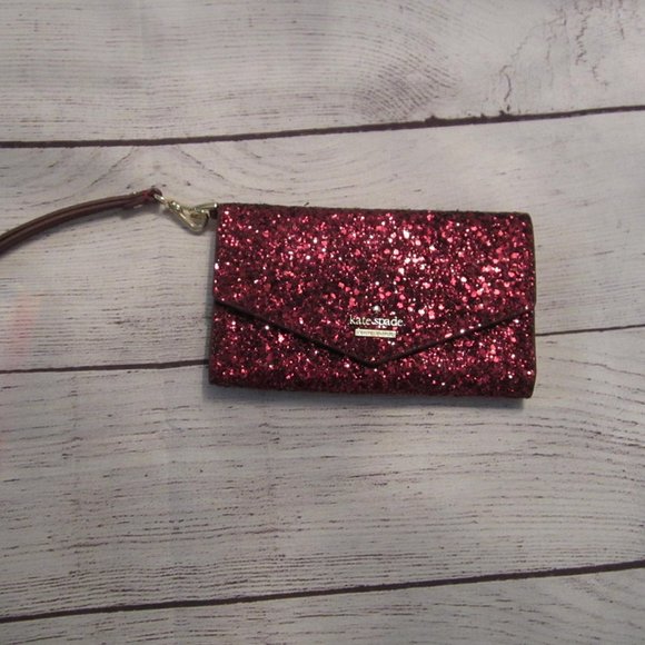 Kate Spade Laurel Way Red Glitter Wristlet - Picture 1 of 9